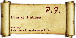 Prunkl Fatime névjegykártya